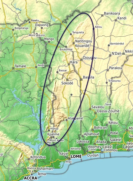 Munții Akwapim-Togo — Suhum (Ghana)
